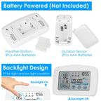 Wireless Weather Station With Clock 196FT Range Indoor And Outdoor Thermometer