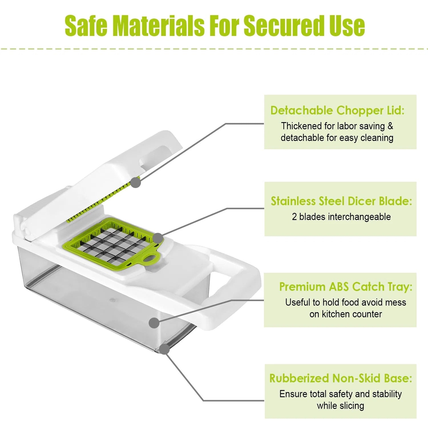 12 i 1 Grönsakshackare med Behållare – Köksverktyg för Skivning, Tärning, Rivning, Skalning och Äggsepareringor, handskydd för Lök, Sallad och Potatis – GPCT2055Pro